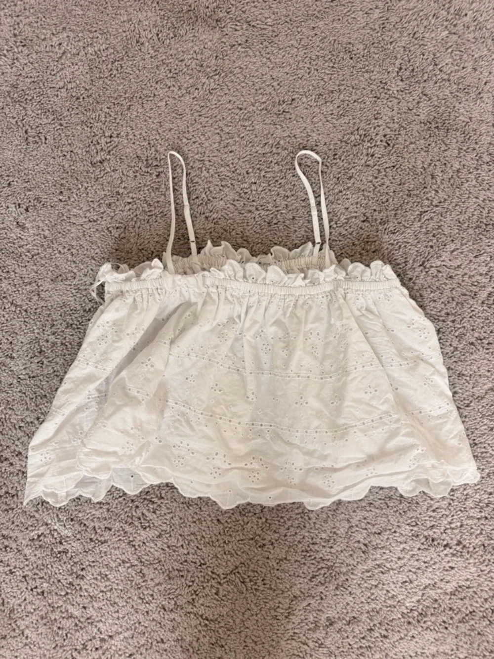 Topshop White Eyelet Ruffle Camisole - Picture 1 of 3